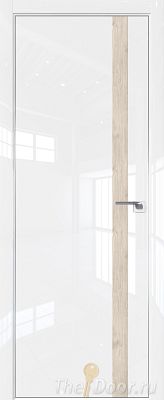 Дверь Profil Doors 6LK цвет Белый люкс кромка Матовый Алюминий с 4-х сторон вставка Каштан Светлый