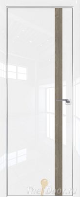 Дверь Profil Doors 6LK цвет Белый люкс кромка Матовый Алюминий с 4-х сторон вставка Каштан Темный