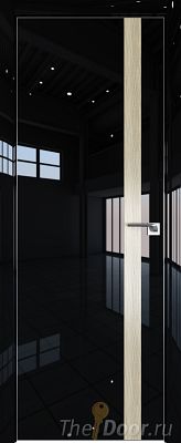 Дверь Profil Doors 6LK цвет Черный люкс кромка Матовый Алюминий с 4-х сторон вставка Дуб SKY Крем