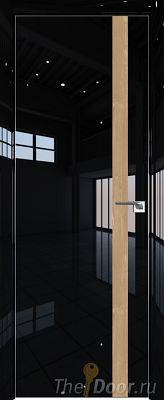 Дверь Profil Doors 6LK цвет Черный люкс кромка Матовый Алюминий с 4-х сторон вставка Каштан Натуральный