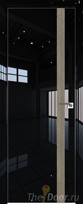 Дверь Profil Doors 6LK цвет Черный люкс кромка Матовый Алюминий с 4-х сторон вставка Каштан Темный