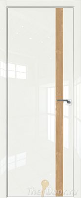 Дверь Profil Doors 6LK цвет ДаркВайт Люкс кромка Матовый Алюминий с 4-х сторон вставка Каштан Натуральный
