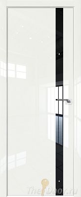Дверь Profil Doors 6LK цвет ДаркВайт Люкс кромка Матовый Алюминий с 4-х сторон стекло Lacobel Черный лак