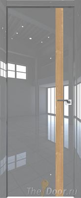 Дверь Profil Doors 6LK цвет Грей Люкс кромка Матовый Алюминий с 4-х сторон вставка Каштан Натуральный