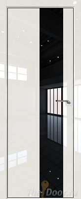 Дверь Profil Doors 5LK цвет Магнолия люкс кромка BLACK EDITION с 4-х сторон стекло Lacobel Черный лак