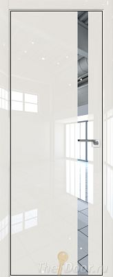 Дверь Profil Doors 6LK цвет Магнолия люкс кромка BLACK EDITION с 4-х сторон стекло Зеркало