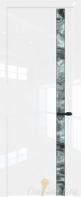 Дверь Profil Doors 18LW цвет Белый люкс стекло Атриум серебро молдинг Черный матовый