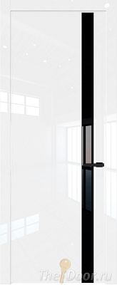 Дверь Profil Doors 18LW цвет Белый люкс стекло Lacobel Черный лак молдинг Черный матовый