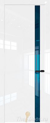 Дверь Profil Doors 18LW цвет Белый люкс стекло Зеркало Blue молдинг Черный матовый