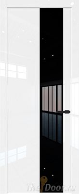 Дверь Profil Doors 19LW цвет Белый люкс стекло Lacobel Серебро Матлак молдинг Черный матовый