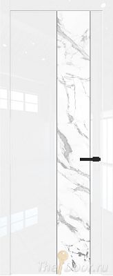 Дверь Profil Doors 19LW цвет Белый люкс стекло Нефи белый узор серебро молдинг Черный матовый