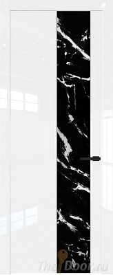 Дверь Profil Doors 19LW цвет Белый люкс стекло Нефи черный узор серебро молдинг Черный матовый