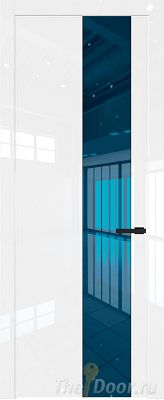 Дверь Profil Doors 19LW цвет Белый люкс стекло Зеркало Blue молдинг Черный матовый