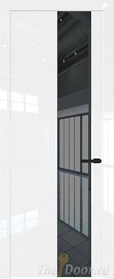 Дверь Profil Doors 19LW цвет Белый люкс стекло Зеркало Grey молдинг Черный матовый