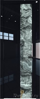 Дверь Profil Doors 19LW цвет Черный люкс стекло Атриум серебро молдинг Черный матовый