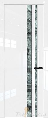 Дверь Profil Doors 20LW цвет Белый люкс стекло Атриум серебро молдинг Черный матовый