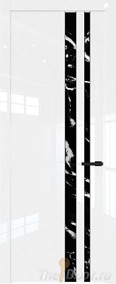 Дверь Profil Doors 20LW цвет Белый люкс стекло Нефи черный узор серебро молдинг Черный матовый