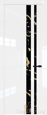 Дверь Profil Doors 20LW цвет Белый люкс стекло Нефи черный узор золото молдинг Черный матовый