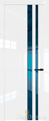 Дверь Profil Doors 20LW цвет Белый люкс стекло Зеркало Blue молдинг Черный матовый