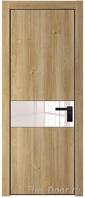 Дверь Profil Doors 17NA цвет Дуб Карамель стекло Lacobel Перламутровый лак цвет профиля Черный матовый RAL9005