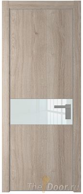 Дверь Profil Doors 17NA цвет Дуб Сонома стекло Lacobel Белый лак цвет профиля Серебро