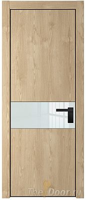 Дверь Profil Doors 17NA цвет Каштан Натуральный стекло Lacobel Белый лак цвет профиля Черный матовый RAL9005