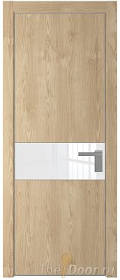 Дверь Profil Doors 17NA цвет Каштан Натуральный стекло Lacobel лак Классик цвет профиля Серебро