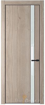 Дверь Profil Doors 18NA цвет Дуб Сонома стекло Lacobel Белый лак цвет профиля Черный матовый RAL9005