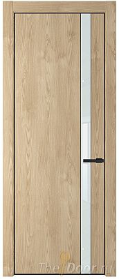 Дверь Profil Doors 18NA цвет Каштан Натуральный стекло Lacobel Белый лак цвет профиля Черный матовый RAL9005