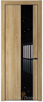 Дверь Profil Doors 19NA цвет Дуб Карамель стекло Lacobel Черный лак цвет профиля Черный матовый RAL9005