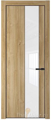 Дверь Profil Doors 19NA цвет Дуб Карамель стекло Lacobel лак Классик цвет профиля Черный матовый RAL9005