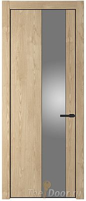 Дверь Profil Doors 19NA цвет Каштан Натуральный стекло Lacobel Серебро Матлак цвет профиля Черный матовый RAL9005