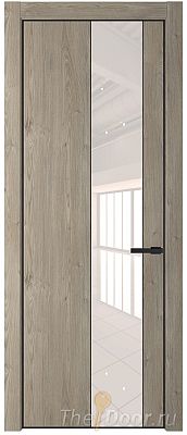 Дверь Profil Doors 19NA цвет Каштан Темный стекло Lacobel Перламутровый лак цвет профиля Черный матовый RAL9005