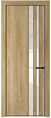 Дверь Profil Doors 20NA цвет Дуб Карамель стекло Lacobel Перламутровый лак цвет профиля Черный матовый RAL9005