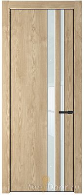 Дверь Profil Doors 20NA цвет Каштан Натуральный стекло Lacobel Белый лак цвет профиля Черный матовый RAL9005