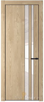 Дверь Profil Doors 20NA цвет Каштан Натуральный стекло Lacobel Перламутровый лак цвет профиля Черный матовый RAL9005