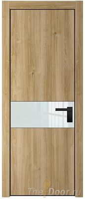 Дверь Profil Doors 17NE цвет Дуб Карамель кромка Черный матовый RAL9005 стекло Lacobel Белый лак