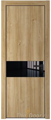 Дверь Profil Doors 17NE цвет Дуб Карамель кромка Черный матовый RAL9005 стекло Lacobel Черный лак