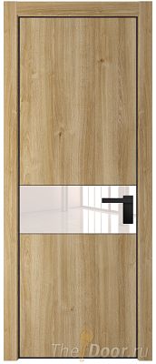 Дверь Profil Doors 17NE цвет Дуб Карамель кромка Черный матовый RAL9005 стекло Lacobel Перламутровый лак