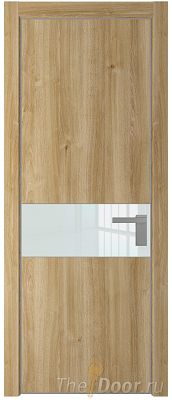 Дверь Profil Doors 17NE цвет Дуб Карамель кромка Серебро стекло Lacobel Белый лак