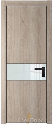 Дверь Profil Doors 17NE цвет Дуб Сонома кромка Черный матовый RAL9005 стекло Lacobel Белый лак