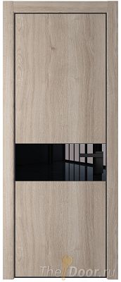 Дверь Profil Doors 17NE цвет Дуб Сонома кромка Черный матовый RAL9005 стекло Lacobel Черный лак