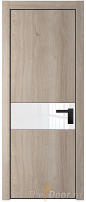 Дверь Profil Doors 17NE цвет Дуб Сонома кромка Черный матовый RAL9005 стекло Lacobel лак Классик