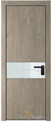 Дверь Profil Doors 17NE цвет Каштан Темный кромка Черный матовый RAL9005 стекло Lacobel Белый лак
