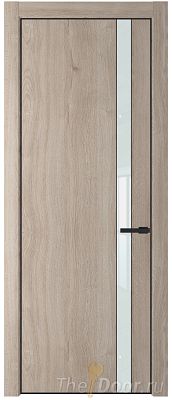 Дверь Profil Doors 18NE цвет Дуб Сонома кромка Черный матовый RAL9005 стекло Lacobel Белый лак