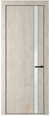 Дверь Profil Doors 18NE цвет Каштан Светлый кромка Черный матовый RAL9005 стекло Lacobel Белый лак