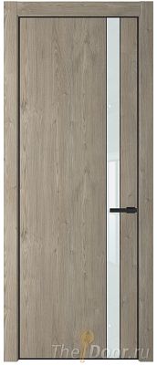 Дверь Profil Doors 18NE цвет Каштан Темный кромка Черный матовый RAL9005 стекло Lacobel Белый лак