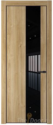 Дверь Profil Doors 19NE цвет Дуб Карамель кромка Черный матовый RAL9005 стекло Lacobel Черный лак