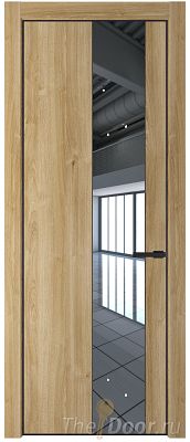 Дверь Profil Doors 19NE цвет Дуб Карамель кромка Черный матовый RAL9005 стекло Зеркало