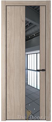 Дверь Profil Doors 19NE цвет Дуб Сонома кромка Черный матовый RAL9005 стекло Зеркало Дверь Profil Doors 19NE цвет Дуб Сонома кромка Черный матовый RAL9005 стекло Зеркало